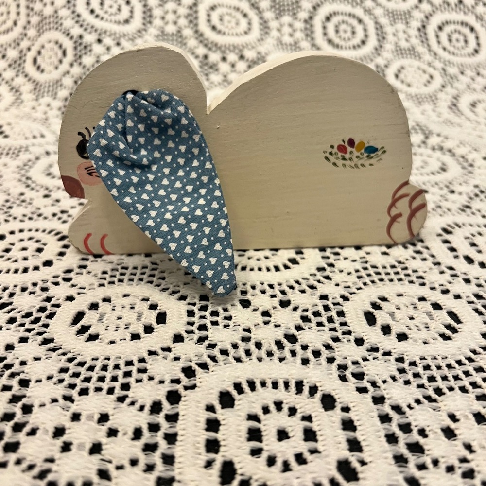 Vintage Wooden Bunny Rabbit Figurine | Cottage Easter
